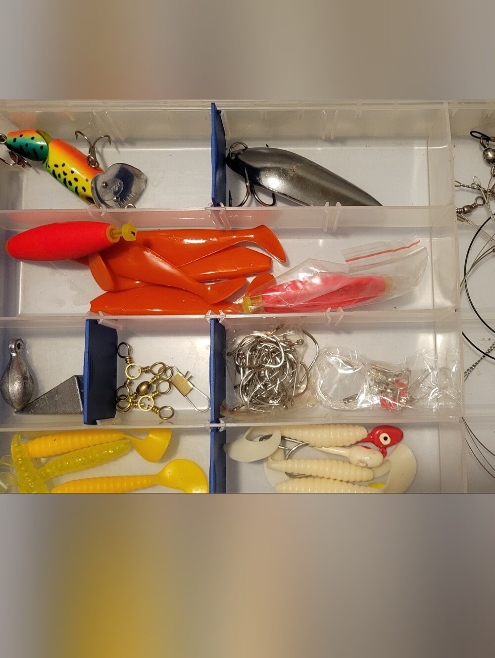Fishing Tackle Organizer Box - White Plastic Storage for Lures and Accessories